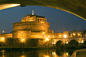StAngelo castle (Mole Adriana) and StAngelo bridge, Rome. Lazio, Italy