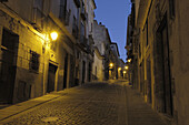 San Pedro street in old town at dusk, Cuenca. Castilla-La Mancha, Spain