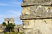Temple of the Frescos, Mayan ruins of Tulum (1200-1524). Quintana Roo, Yucatan Peninsula, Mexico