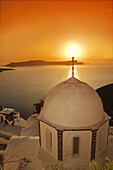Chapel, Crater, Greece, Island, Of, Santorini, Sunset, Thera, Thira, N45-764369, agefotostock