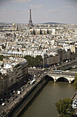 France. Paris. Left Bank of Paris with Eiffel Tower in the background.