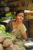 Woman selling vegetables. Rajasthan, India