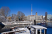 Old Harbour in winter, Heinrich Zille boat, Alex in winter , Berlin , Germany