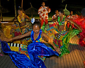 Traditional Sega dancer performing  in Hotel Veranda, Troux aux Biches,  Mauritius, Africa