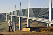 Europe, France, aveyron, Millau, suspension bridge