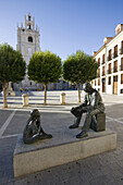 Rafael Cordero monument and Cathedral. Palencia, Spain