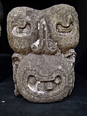 HONDURAS  Stone head at Copan Mayan ruins