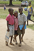 SOUTH SUDAN  Lutaya primary school, constructed and financed by Jesuit Refugee Services since 2005, Yei  Children waiting to go into their class