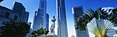 Raffles statue and Singapore skyline