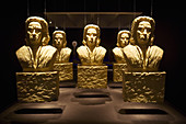 Classical composers, head sculptures belonging to the retrospective of Carles Santos works Visca el Piano (Long Live the Piano). Fundació Miró. Barcelona. Spain (2006)