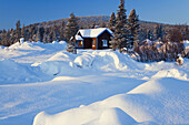 House in snow. Kiruna, Northern Sweden