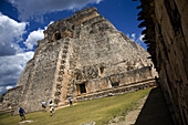 Pyramid of the Magician in Pre-Columbian mayan ruins of Uxmal. Yucatan, Mexico