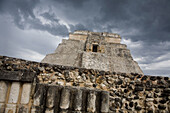 Pyramid of the Magician in Pre-Columbian mayan ruins of Uxmal. Yucatan, Mexico