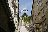 Wrought iron shop signs on the Getreidegasse, Salzburg, Austria