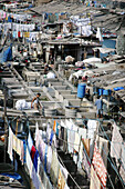 Mumbai India, laundry-men at work at Mahalaxmi Dhobi Ghat