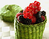 Assorted berry little green basket  Variety of berries