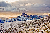 Snow-covered Dolomites near Giau Pass, Trentino-Alto Adige/Südtirol, Italy