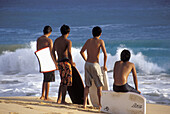 Local boys boogie boarding at Makena Beach