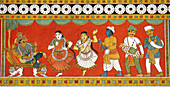 Dancers. Murals in Sri Meenakshi Temple, Madurai, India.
