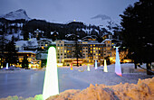 Lichtkegel im Schnee, Davos, Graubünden, Schweiz
