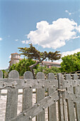 Castle behind a closed gate, Castellabate, Cilento, Italy