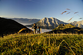 Two hikers in the mountains, Tyrol, Austria, Europe