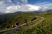 Zwei Mountainbiker am Grenzkamm, Mountainbike Tour, Wipptal, Brenner, Tirol, Österreich