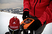 Safety equipment for ski tours, Avalanche protection, Avalanche Transceiver, PIEPS, Hochgrat, Allgäu Alps, Germany, Europa