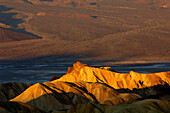 Zabriskie Point in the sunlight, Death Valley, California, North America, America