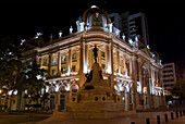 Ecuador. Guayaquil city. Square Management. Monument to Marshal Sucre and the City Palace. Night view.