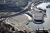 Automobiles at RORO dock,  Port of Pasaia,  Guipuzcoa,  Basque Country,  Spain