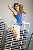 Young woman in gym,  dance exercise,  aerobics,  fitness