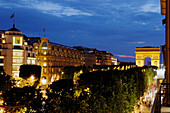 Louis Vuitton new Champs Elysées store and Arc de Triomphe in background, Paris, France