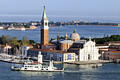 San Giorgio Maggiore as seen from campanile tower in St. Marks Square, Venice. Veneto, Italy