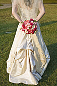 Wedding gown and bouquet
