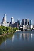 Tall buildings downtown skyline river schuylkill  Philadelphia  Pennsylvania  USA