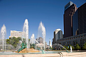 Swann fountain logan circle downtown skyline  Philadelphia  Pennsylvania  USA