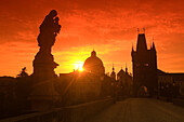 Baroque statues king charles iv bridge. Prague. Czech Republic.