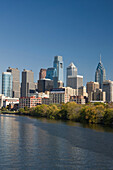 Schuylkill river downtown skyline Philadelphia. Pennsylvania. USA.