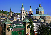 Salzburg Old City with the Cathedral and a beer garden