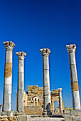 Morocco, Volubilis, the Capitol (foreground), the Basilica (background)