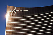 Sun Reflecting on the Wynn Hotel and Casino, Las Vegas Strip, Las Vegas, Nevada, USA