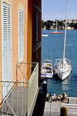 The pretty coastal village of Villefranche-sur-Mer and the harbour. Alpes Maritimes, France