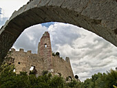 Castle of Miravet ruins, Desierto de las Palmas Natural Park. Cabanes, Castellon province, Comunidad Valenciana, Spain