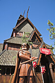 Viking, Stave Church in Norwegian section of EPCOT Center, World Showcase, Disney World, Orlando, Florida, USA