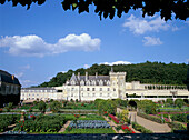 View of Chateau de Villandry from garden, Villandry, The Loire, France