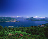 Viewed from Mottarone, Borromean Islands, Lombardy, Lake Maggiore, Italy