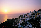 Whitewashed Buildings at Dusk, Oia, Santorini Island, Greek Islands