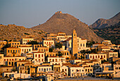 View of village, Emborio, Halki Island, Greek Islands