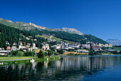 Town and Lake, St Moritz, Graubunden Canton, Switzerland